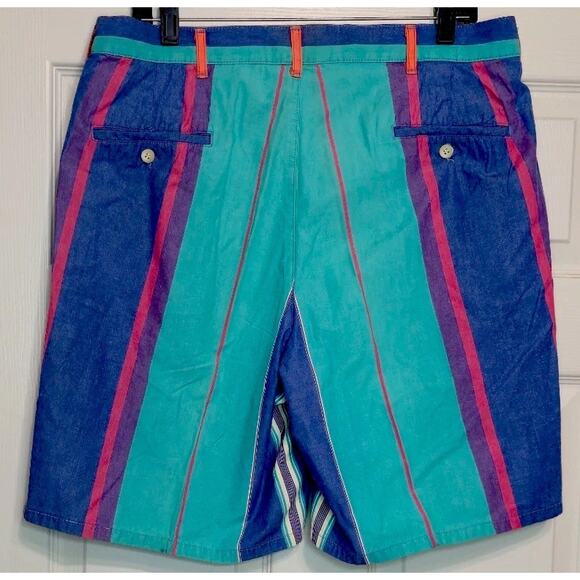 Vintage Polo Ralph Lauren Striped Shorts Mens Size 36 Pleated USA 90s Y2k - Picture 2 of 5